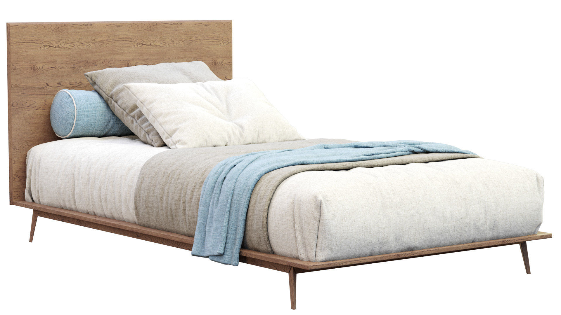 Bed Walnut By West Elm 3D model_2