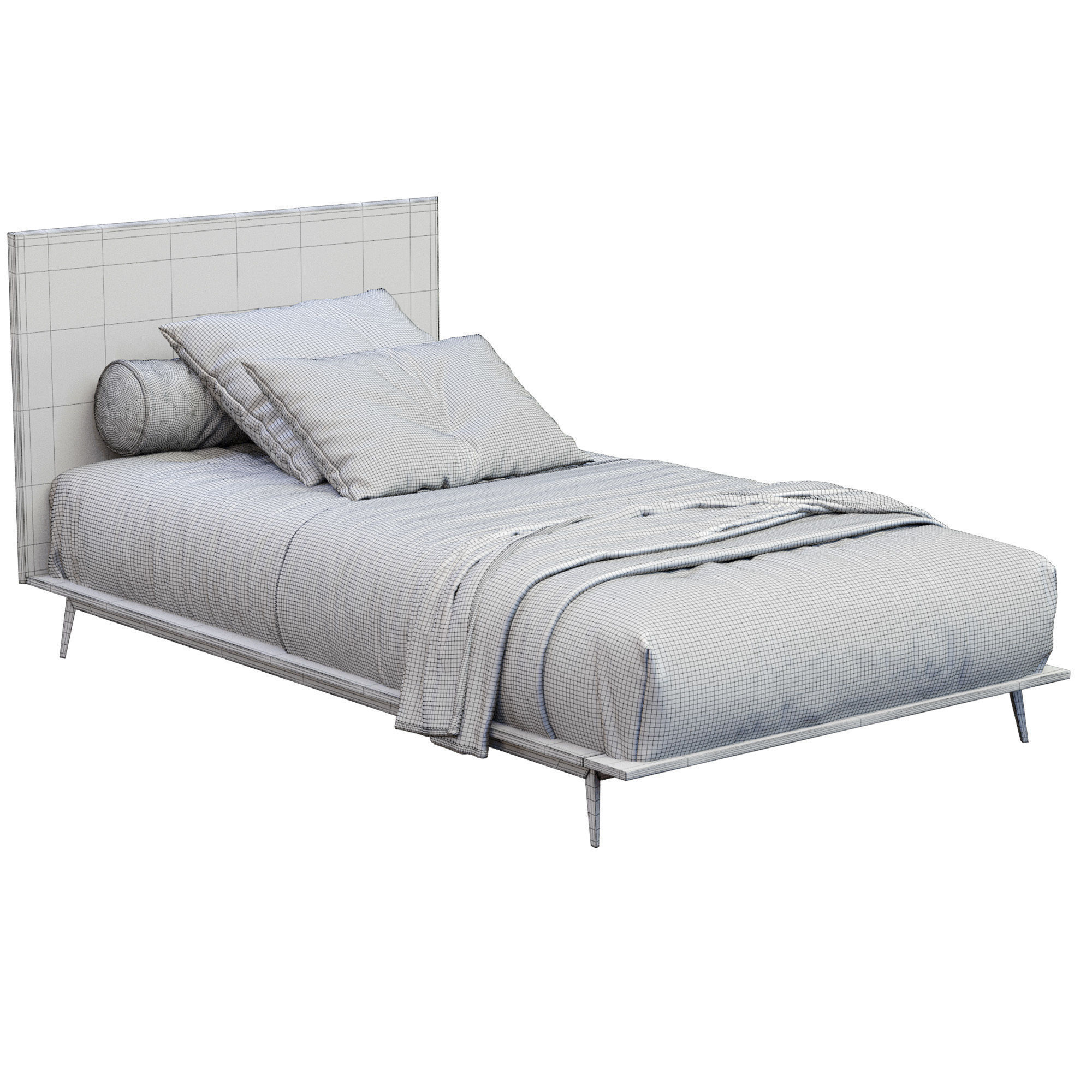 Bed Walnut By West Elm 3D model_7