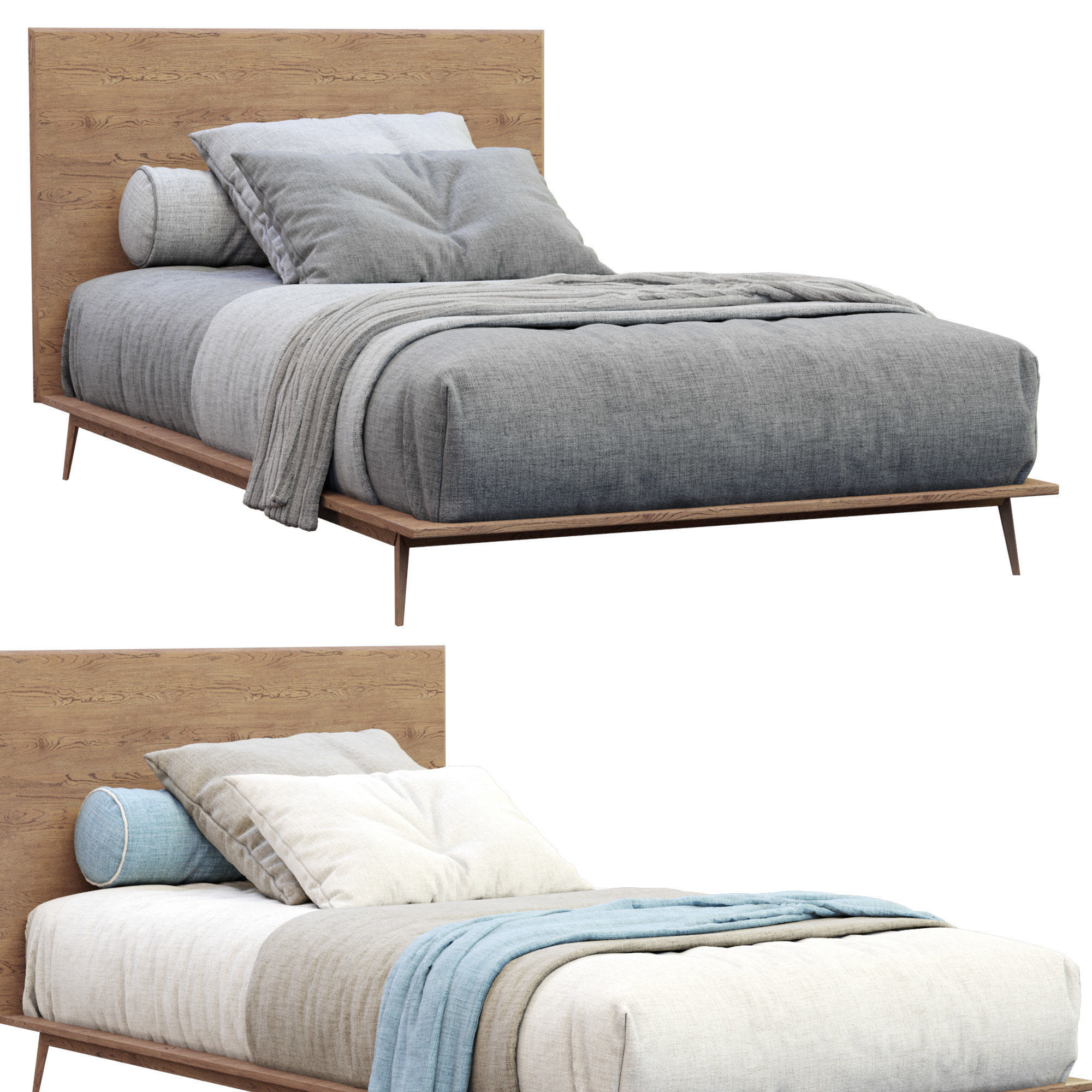 Bed Walnut By West Elm 3D model_11