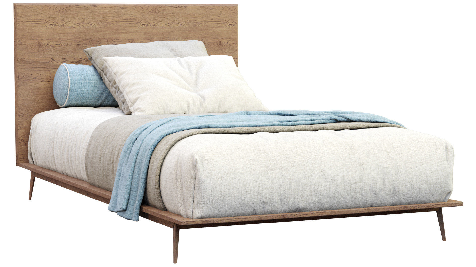 Bed Walnut By West Elm 3D model_4