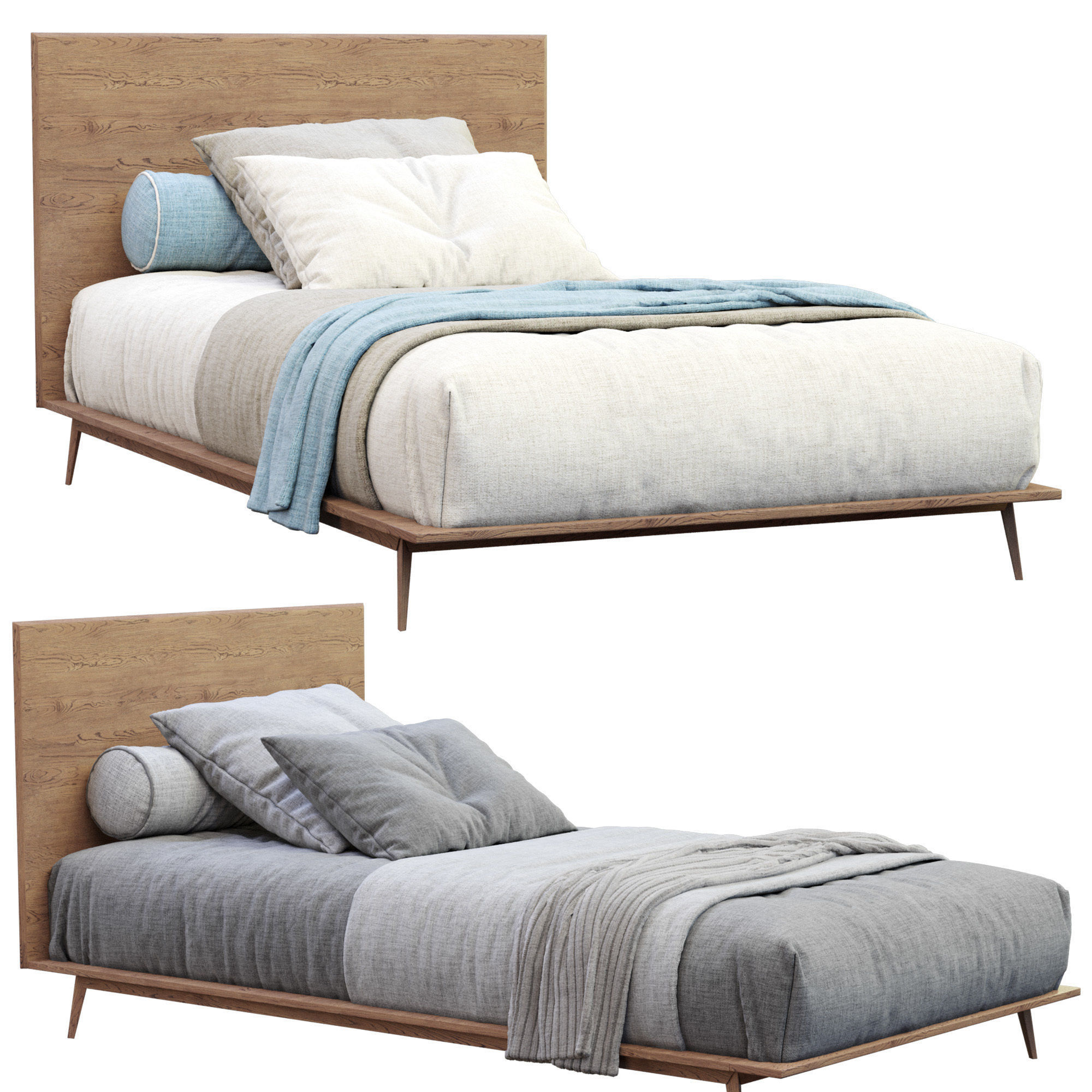 Bed Walnut By West Elm 3D model_8