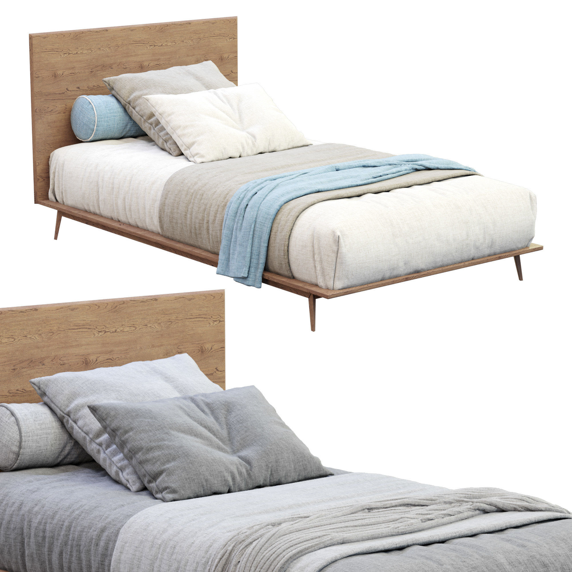 Bed Walnut By West Elm 3D model_9