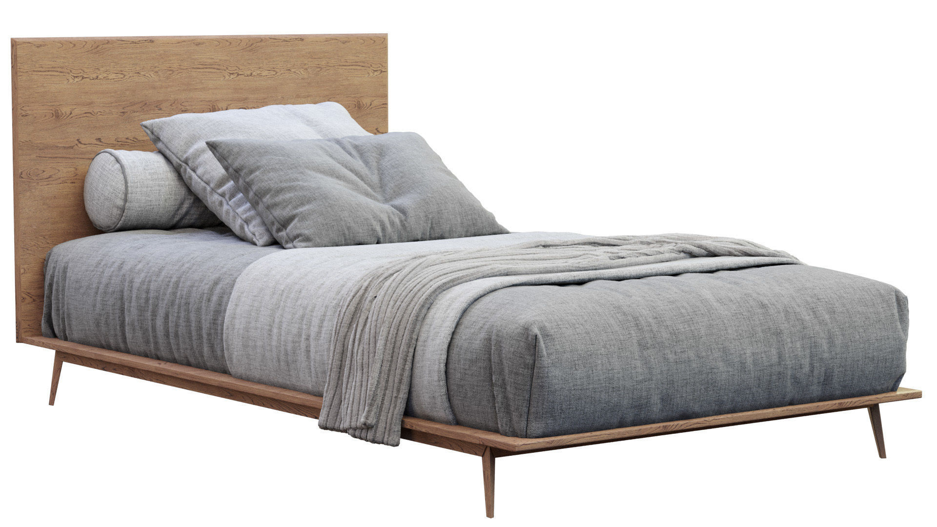Bed Walnut By West Elm 3D model_12
