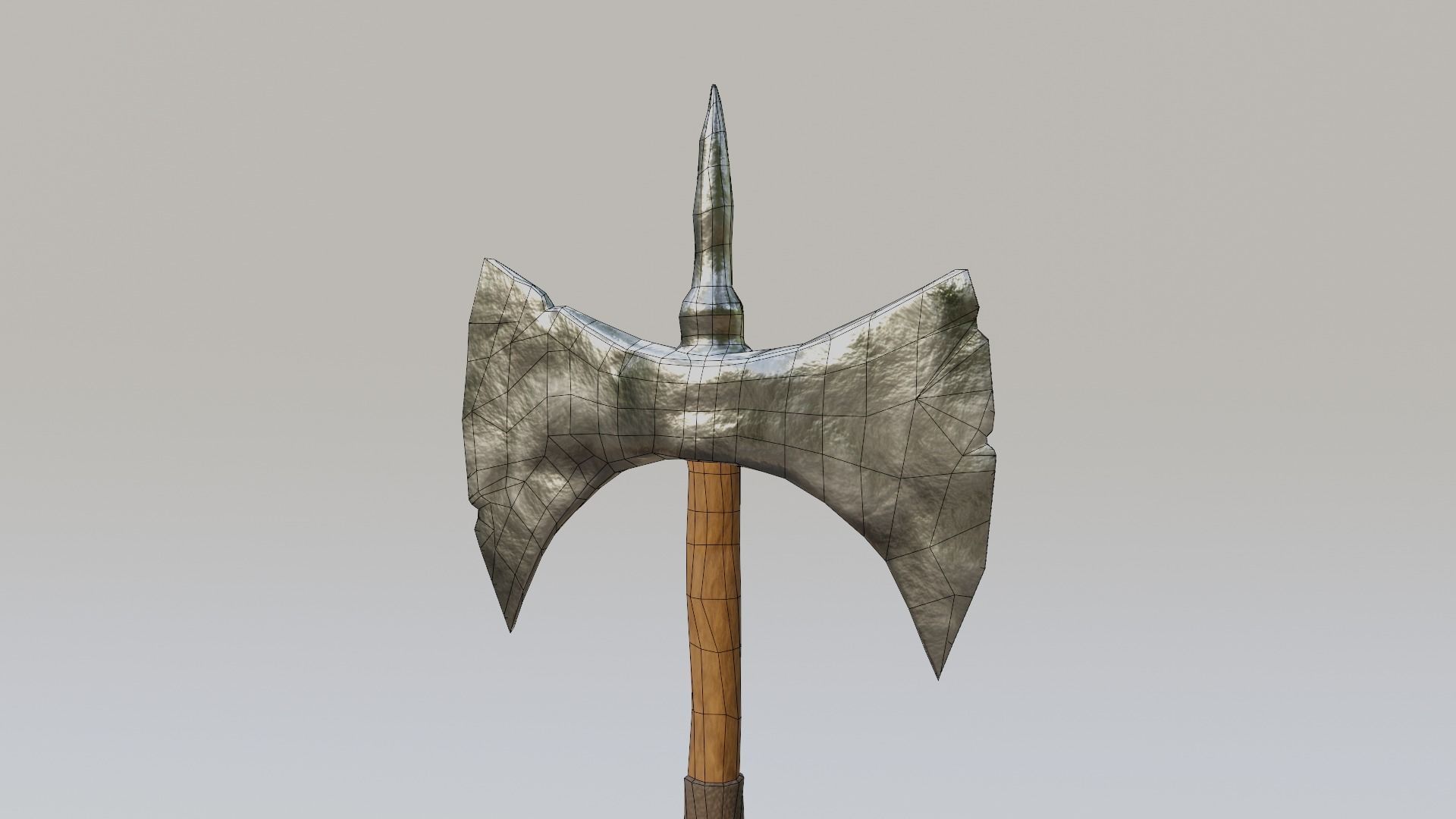 Battle axe Low-poly 3D model_10