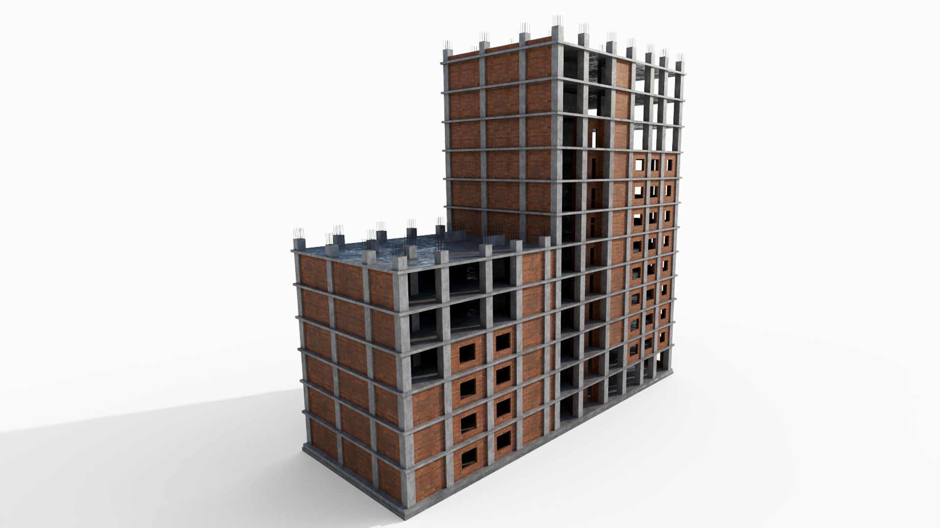 Construction Building Low-poly 3D model_1