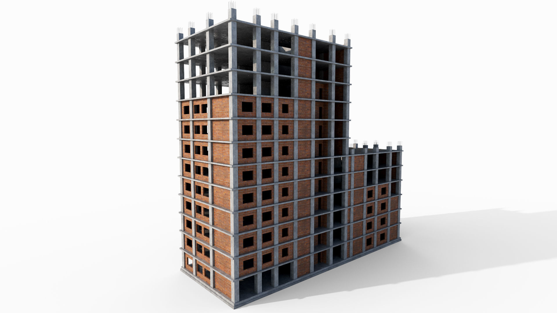 Construction Building Low-poly 3D model_4