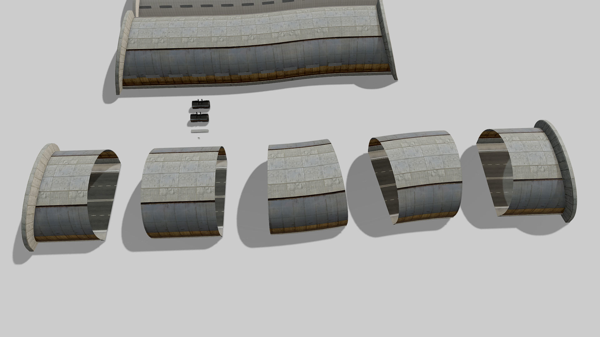Modular Tunnel System Low-poly 3D model_6