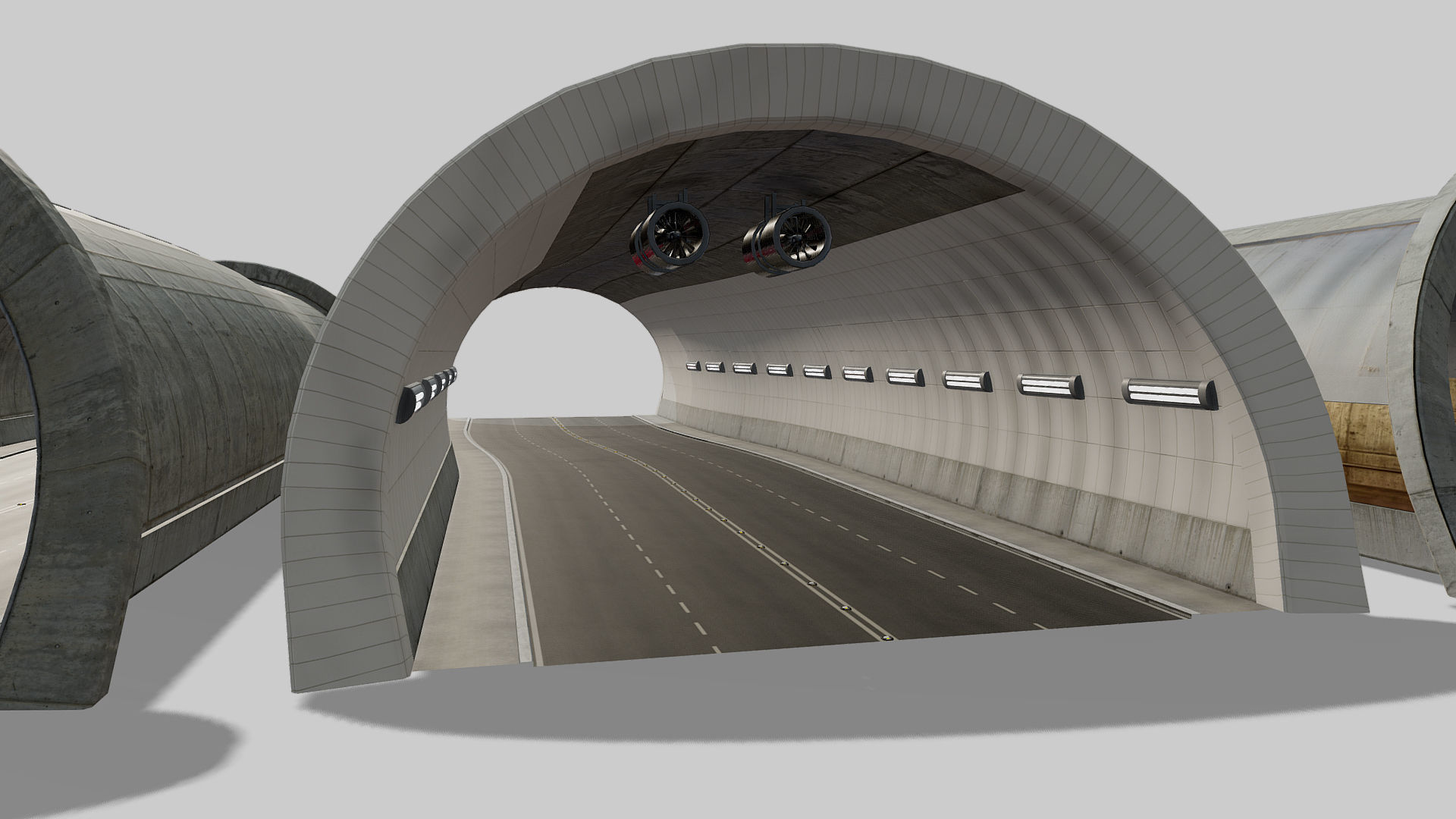 Modular Tunnel System Low-poly 3D model_4