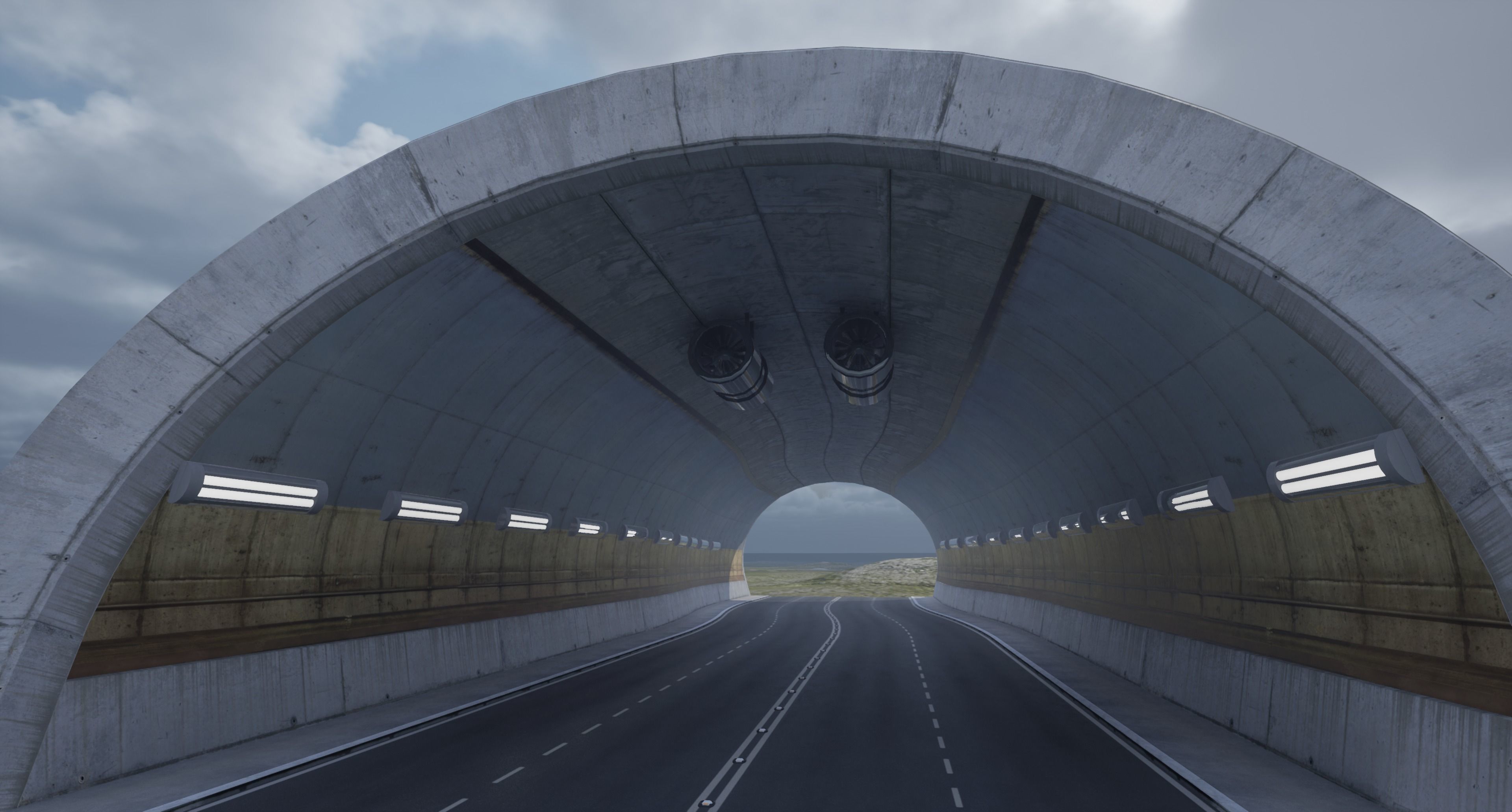Modular Tunnel System Low-poly 3D model_1