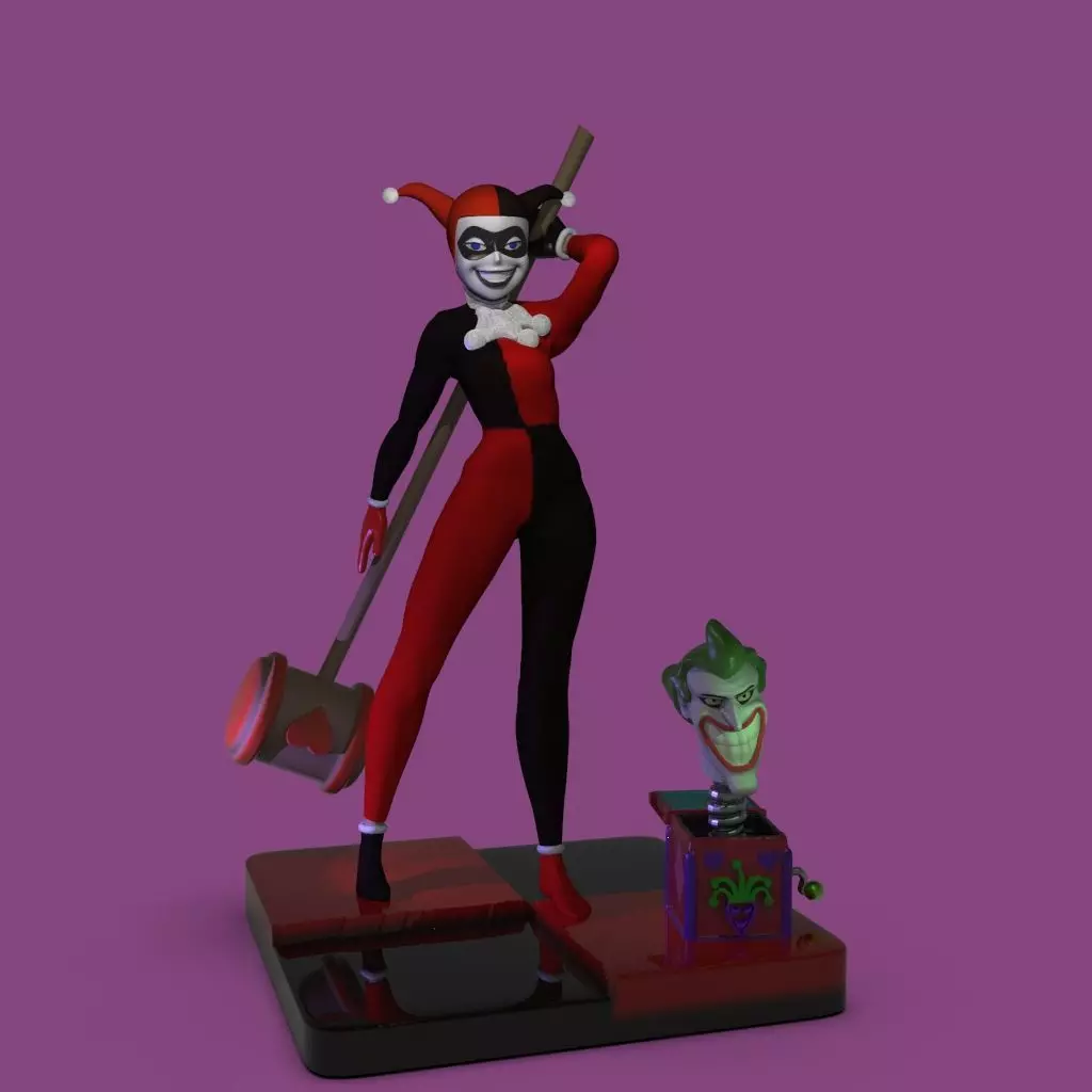 Harley Quinn and Joker 3D print model_0