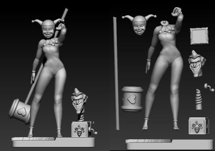 Harley Quinn and Joker 3D print model_8