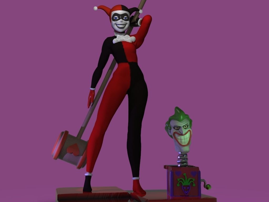 Harley Quinn and Joker 3D print model_2