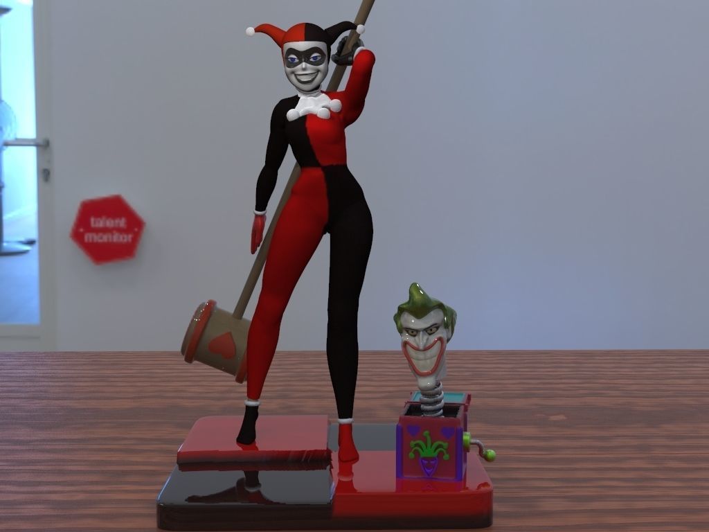 Harley Quinn and Joker 3D print model_7