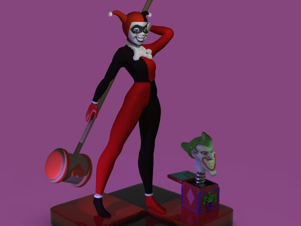 Harley Quinn and Joker 3D print model_4