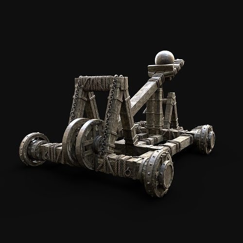 CATAPULT MEDIEVAL SIEGE ENGINE WAR MACHINE BATTLE VEHICLE Low-poly 3D model