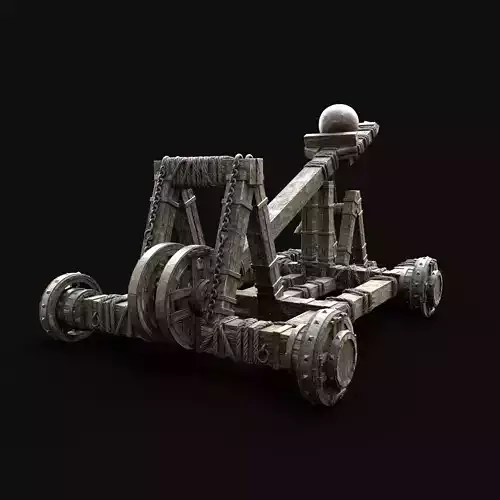 CATAPULT MEDIEVAL SIEGE ENGINE WAR MACHINE BATTLE VEHICLE Low-poly 3D model