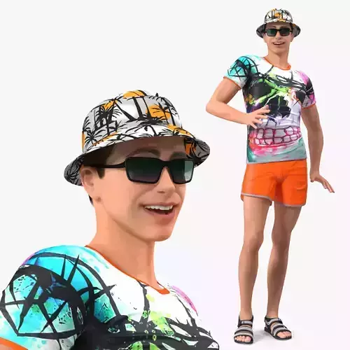 Teen Boy Beachwear Standing Pose