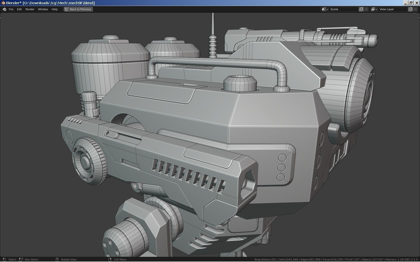 Sci-Fi Combat Mech - FK rigged 3D model_17