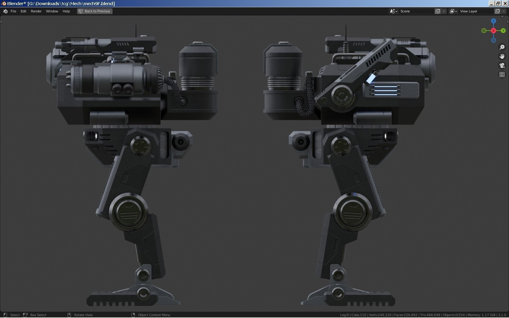 Sci-Fi Combat Mech - FK rigged 3D model_8