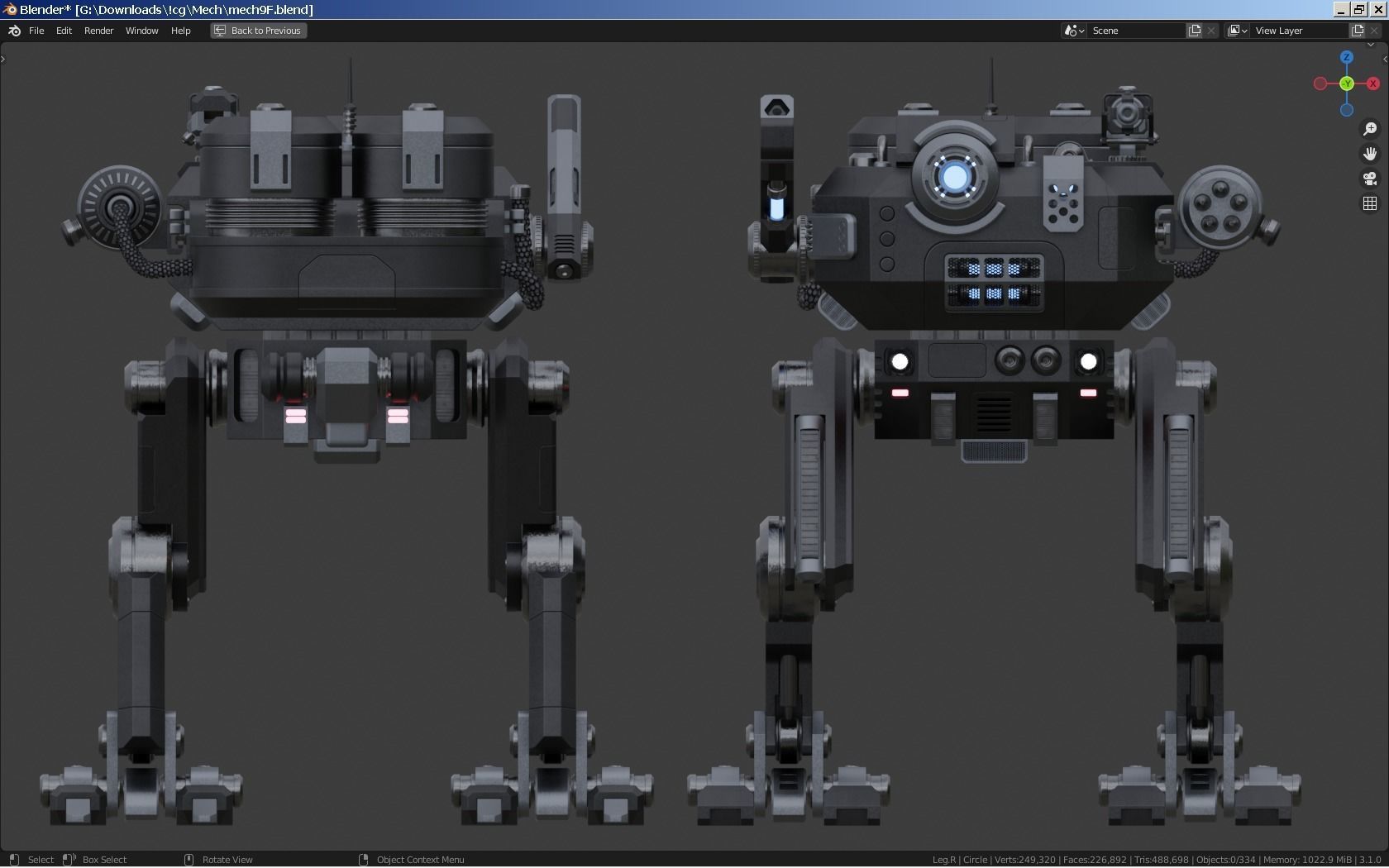 Sci-Fi Combat Mech - FK rigged 3D model_6
