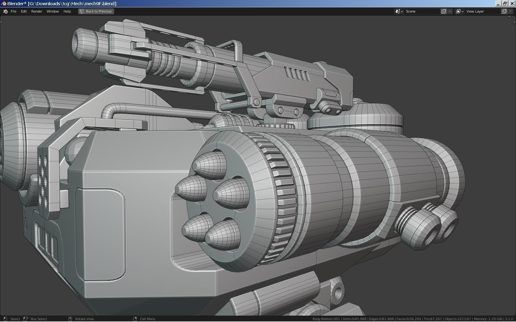 Sci-Fi Combat Mech - FK rigged 3D model_19