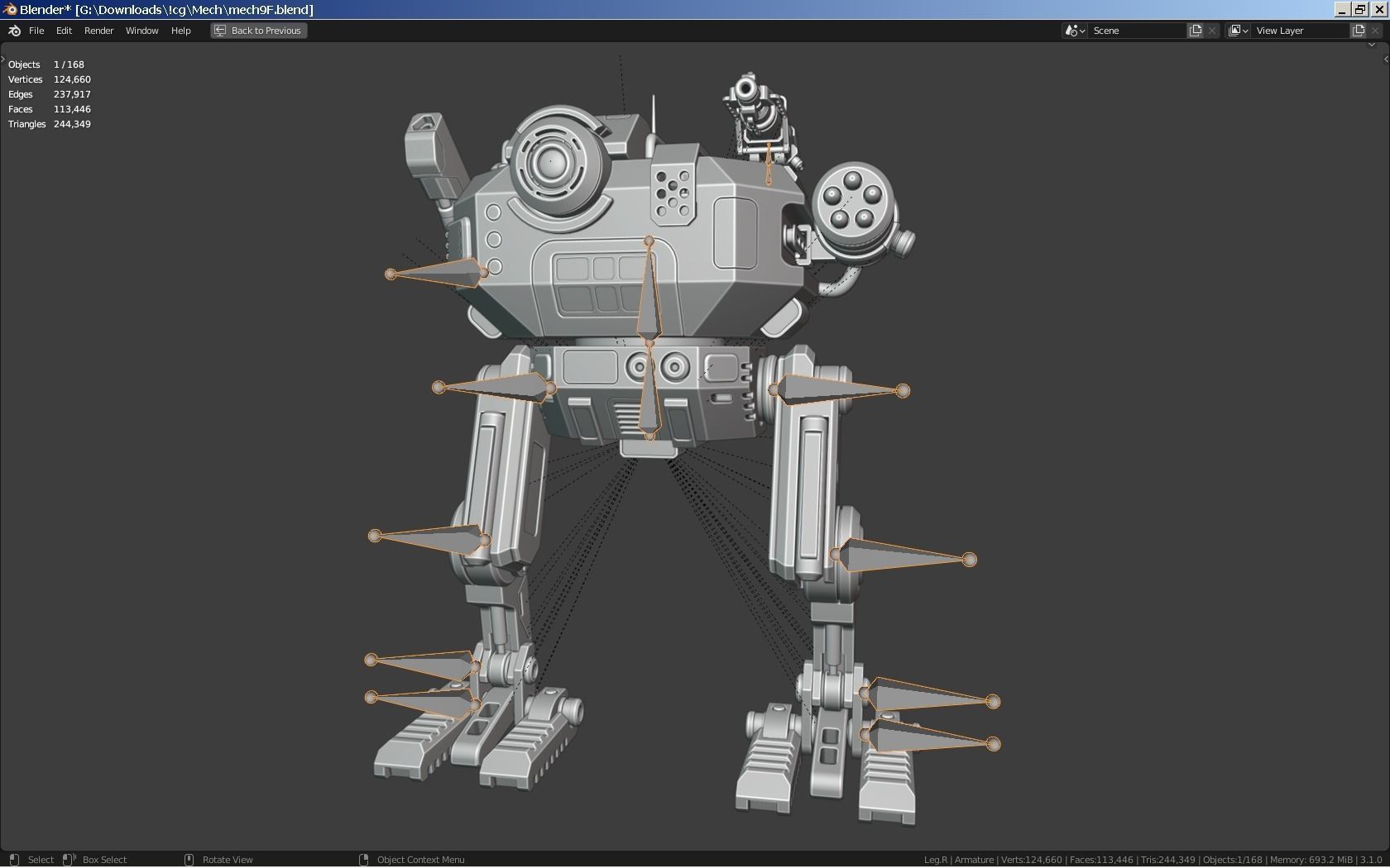 Sci-Fi Combat Mech - FK rigged 3D model_24