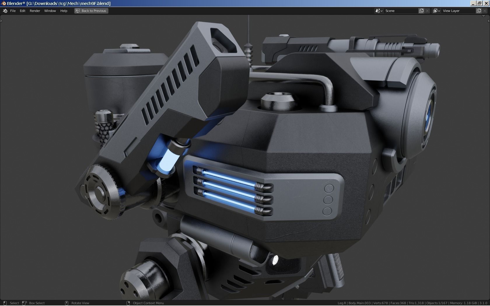 Sci-Fi Combat Mech - FK rigged 3D model_16
