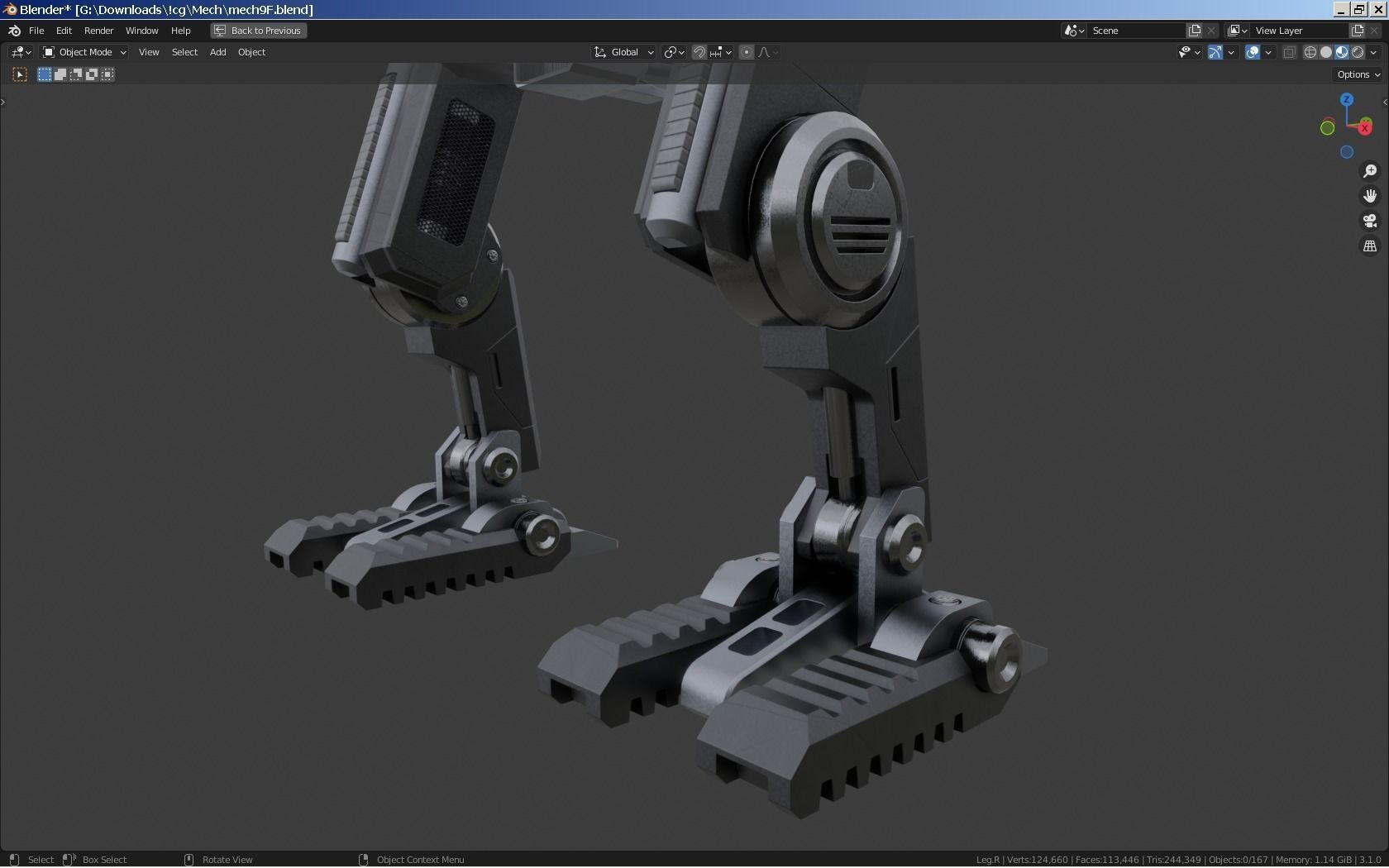 Sci-Fi Combat Mech - FK rigged 3D model_10
