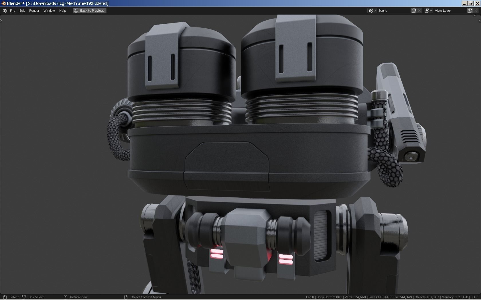 Sci-Fi Combat Mech - FK rigged 3D model_22