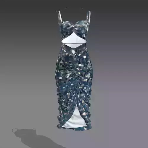 TWO PIECES SUIT BLOUSE AND SKIRT SEQUIN DETAIL LOOK ELASTIC  3D model