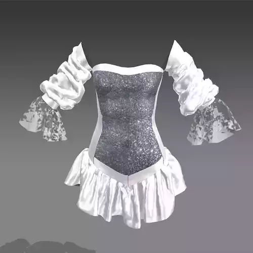 DRESS WHITE AND GLITTER DETAIL RUFFLED LITTLE DRESS  MODERN