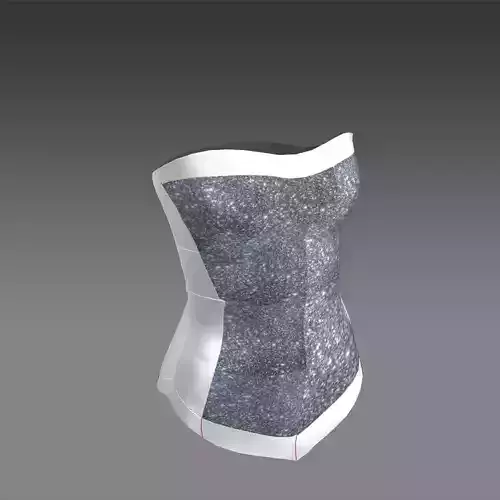 CORSET BLOUSE  WHITE AND SEQUIN  MATTE LOOK 3D model
