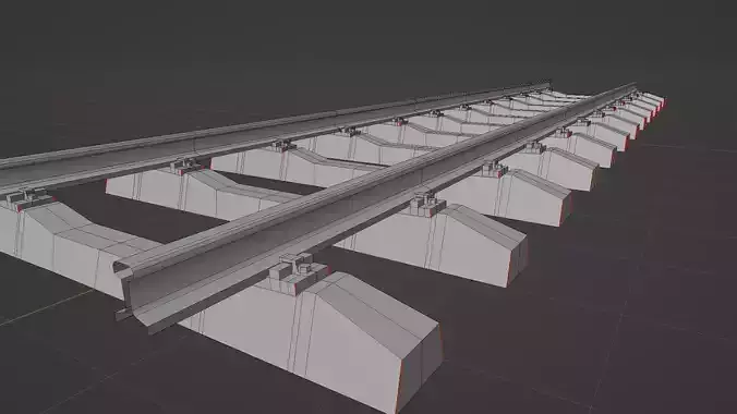 Railroad train track with metal rails