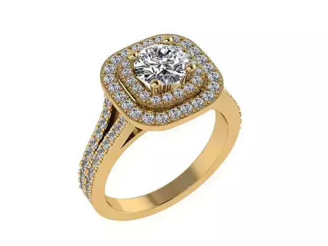 Ring053 halo diamond engagement ring in gold