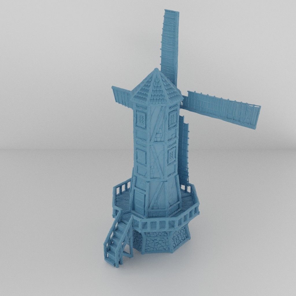 Medieval WindMill Tabletop Terrain 25 mm 3D print model_3