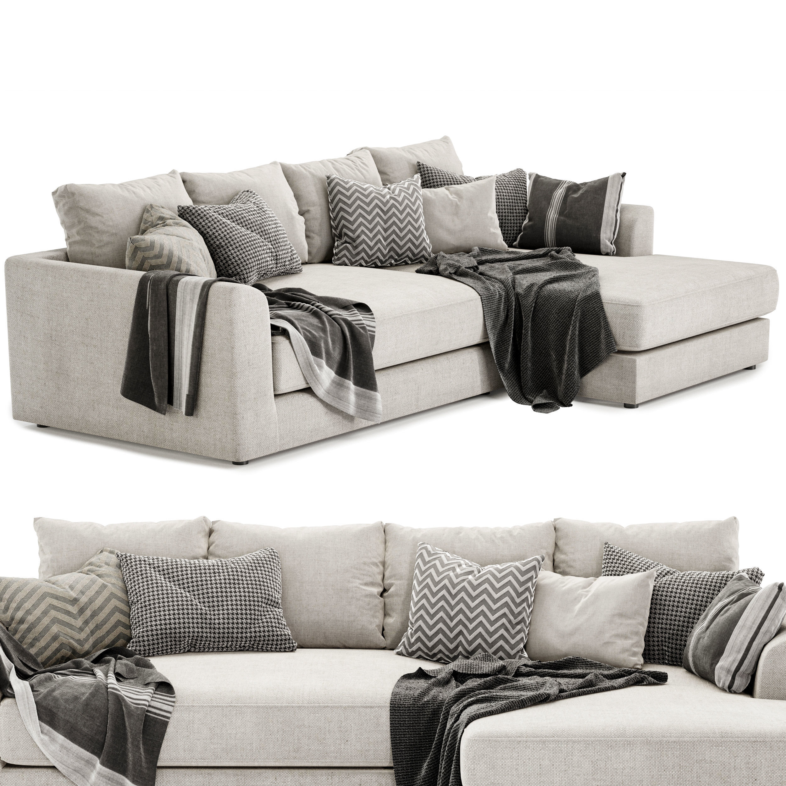 Jessie Facing Chaise Sofa 3D model_1