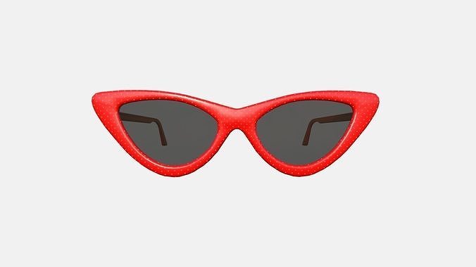 Sunglass Vintage B01 Red Cat Eye - Character Design Fashion Low-poly 3D model