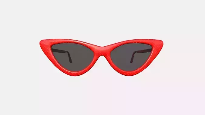 Sunglass Vintage B01 Red Cat Eye - Character Design Fashion Low-poly 3D model