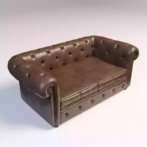 Chesterfield Double Seater Sofa Settee with Leather texture
