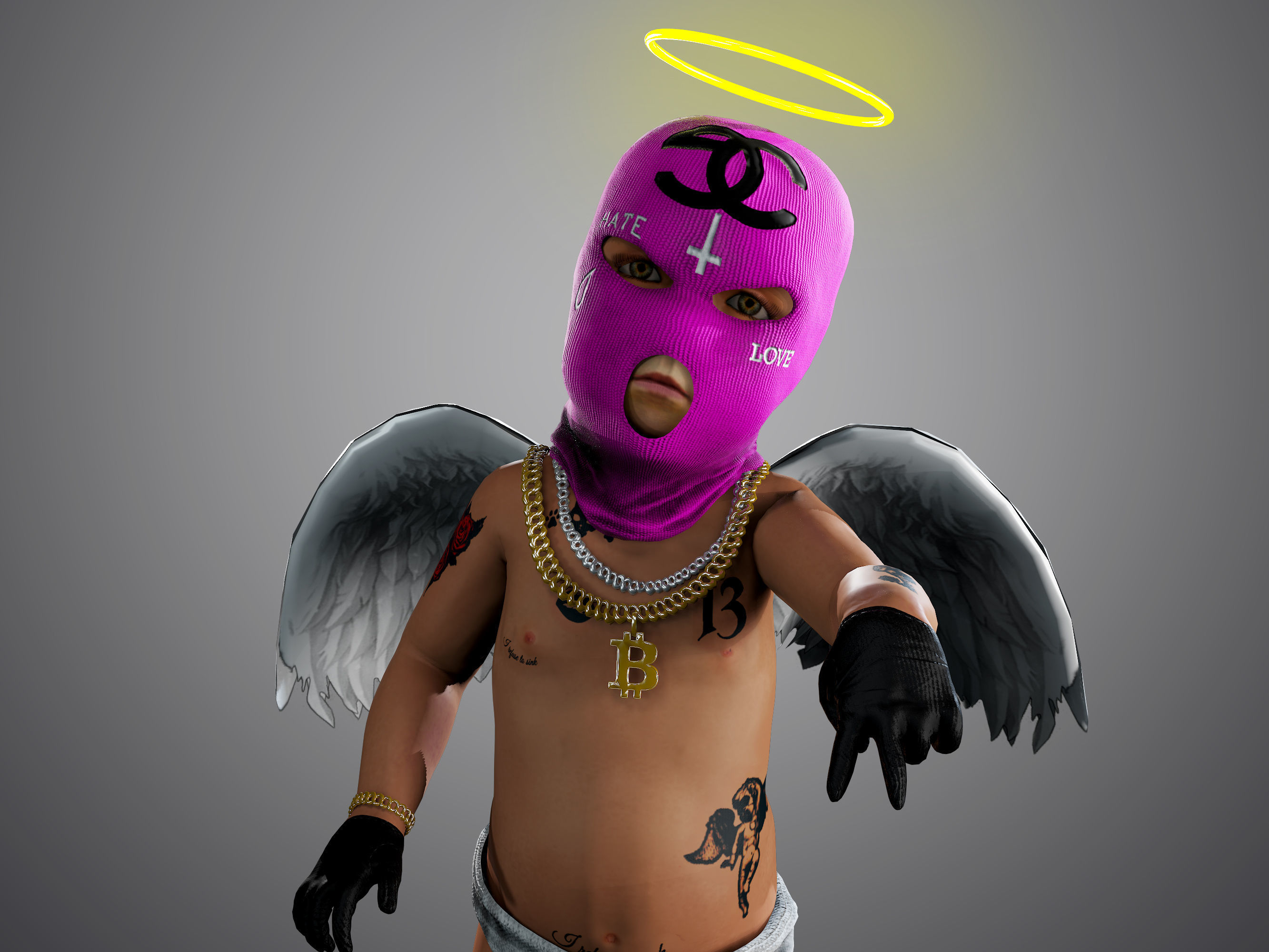 Bored Angel Low-poly 3D model_6