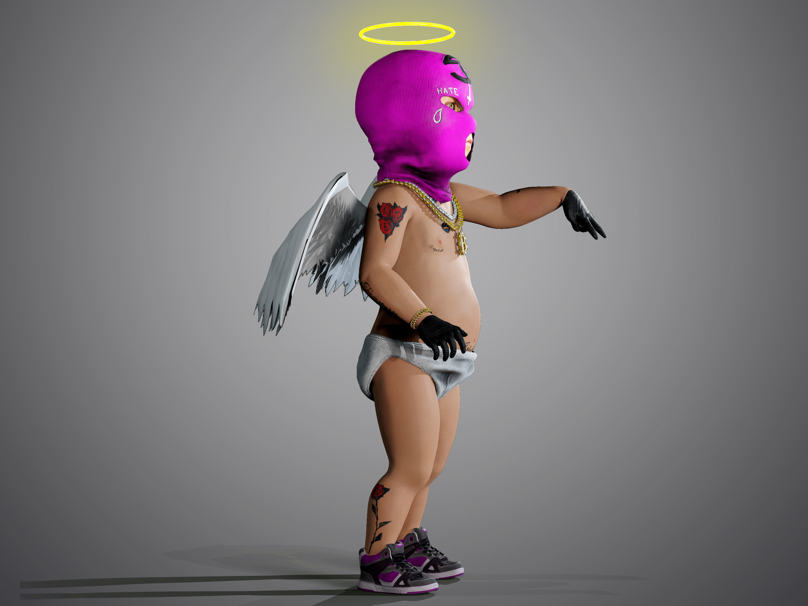 Bored Angel Low-poly 3D model_5