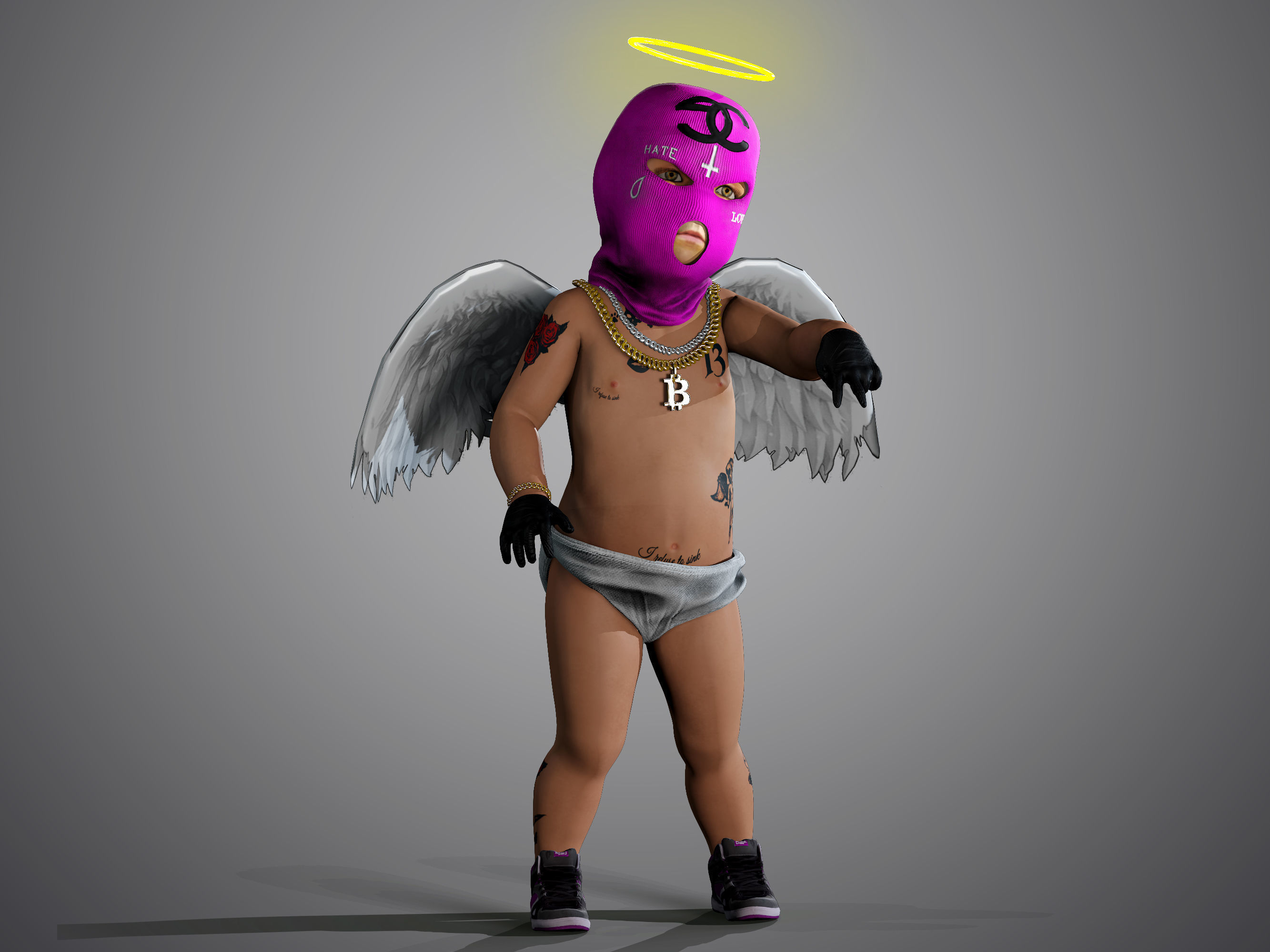 Bored Angel Low-poly 3D model_4