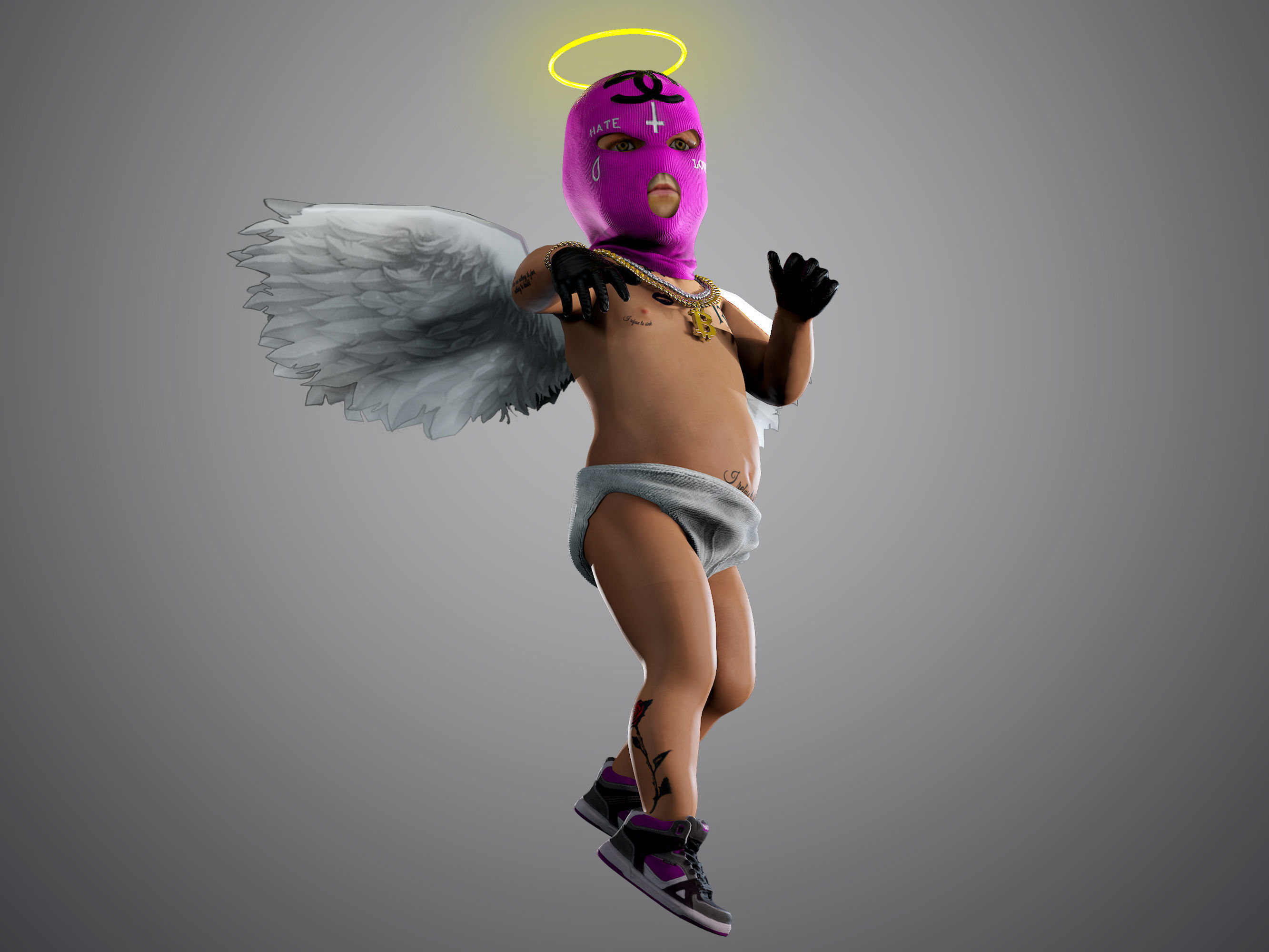 Bored Angel Low-poly 3D model_3