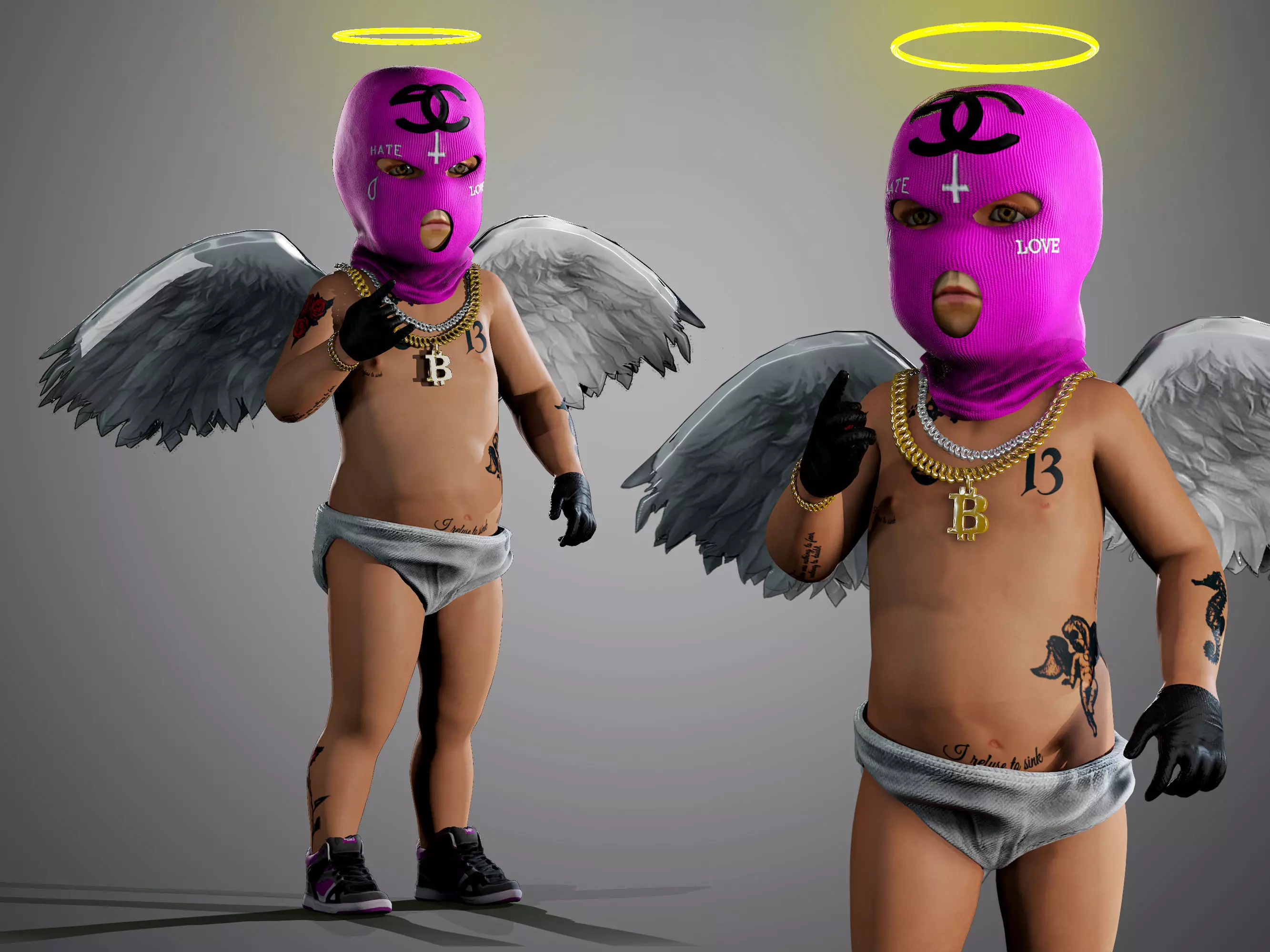 Bored Angel Low-poly 3D model_0