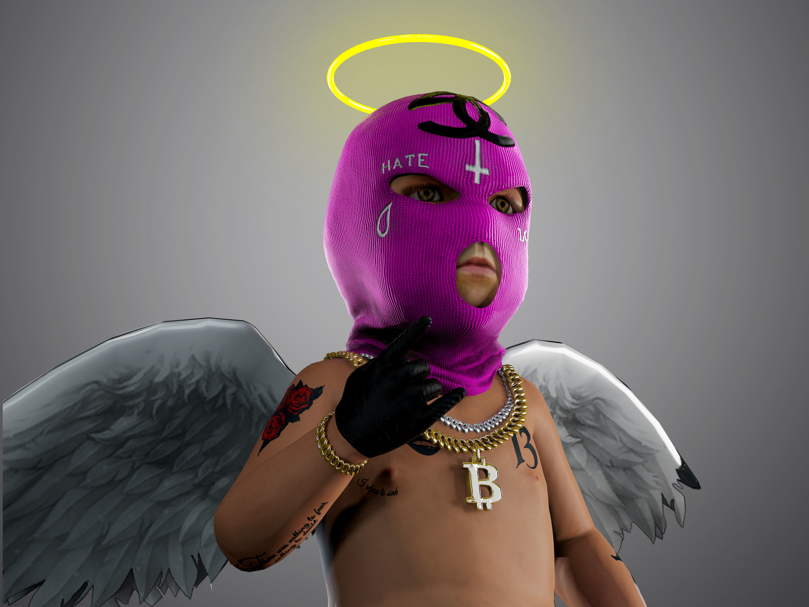 Bored Angel Low-poly 3D model_1