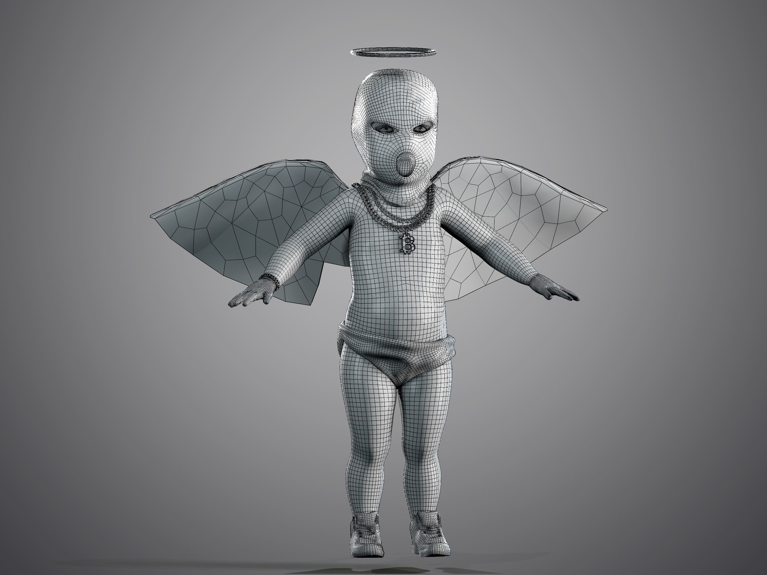 Bored Angel Low-poly 3D model_7