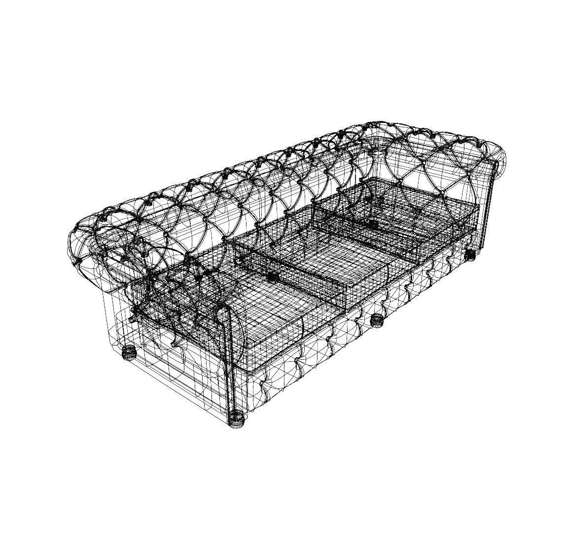 Complete Chesterfield Sofa Suite with Leather Texture 3D model_14