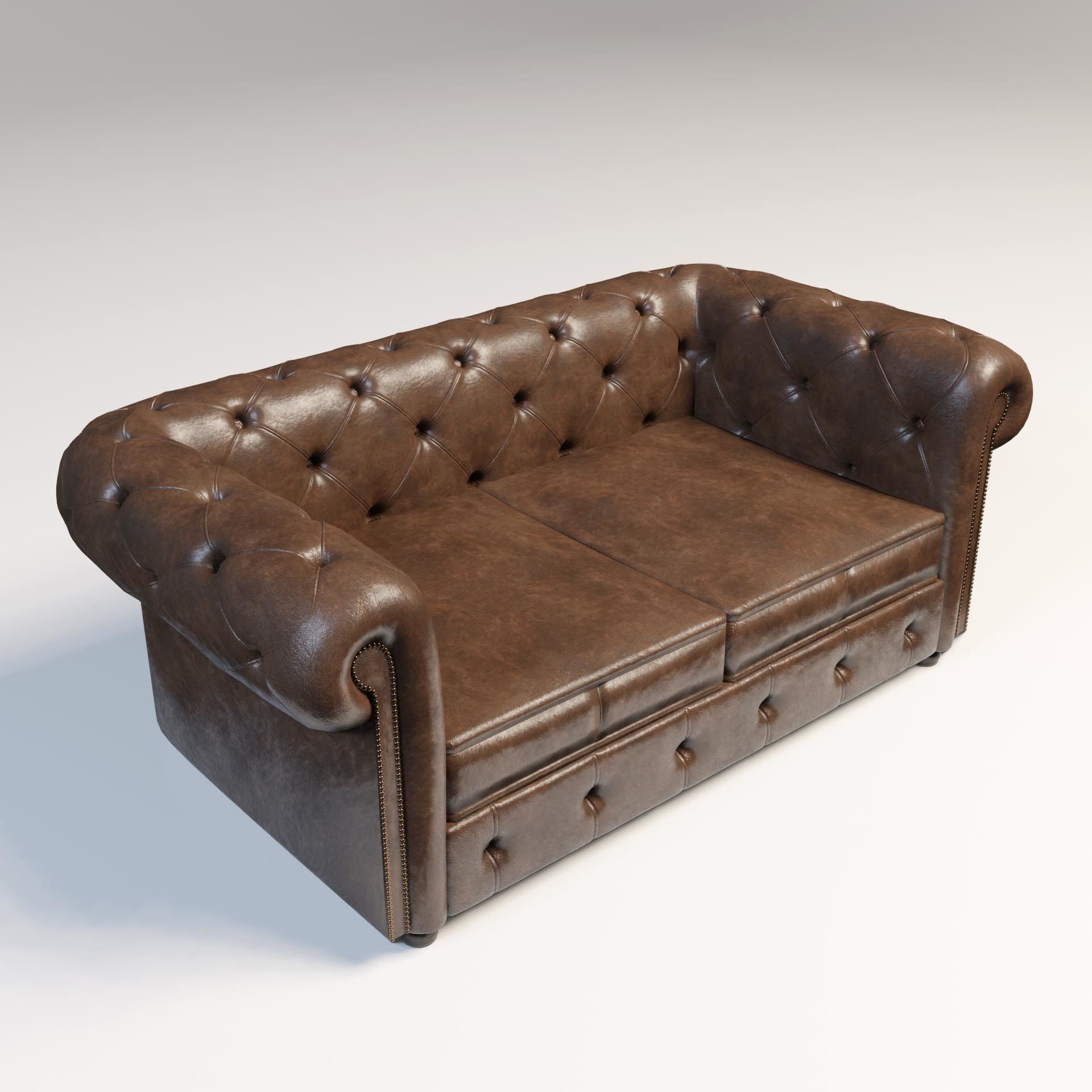 Complete Chesterfield Sofa Suite with Leather Texture 3D model_2