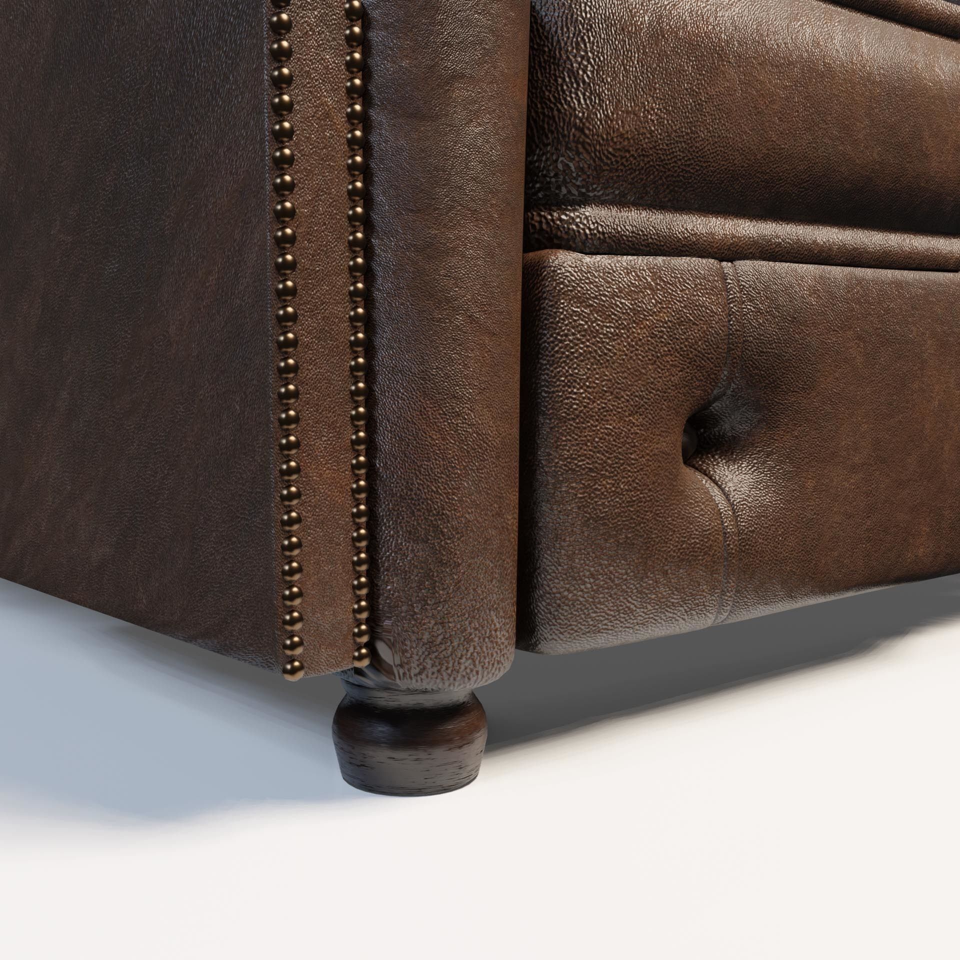 Complete Chesterfield Sofa Suite with Leather Texture 3D model_6