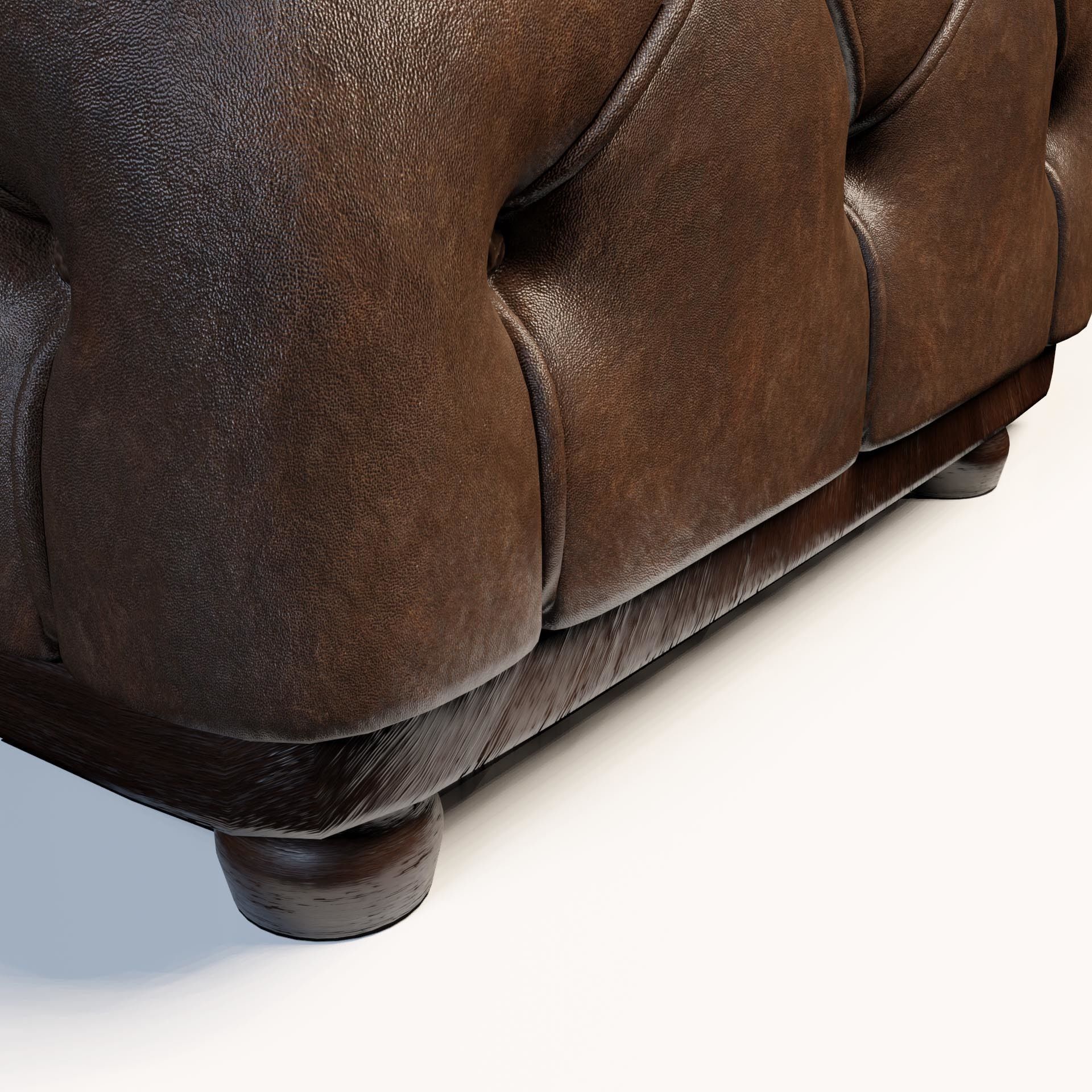 Complete Chesterfield Sofa Suite with Leather Texture 3D model_7